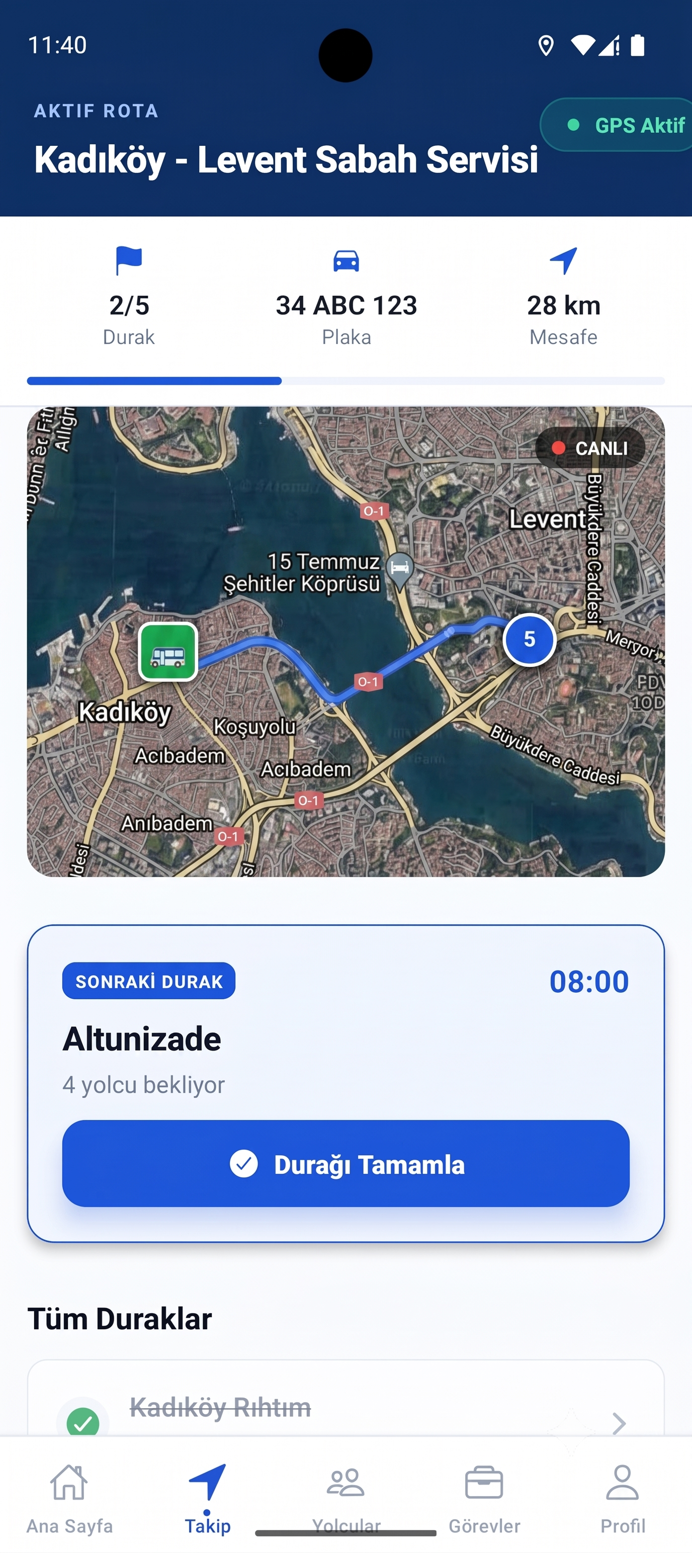 ASTİS Şoför Uygulaması — Canlı Harita